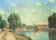 Camille Pissaro The Railway Bridge, Pontoise Norge oil painting reproduction